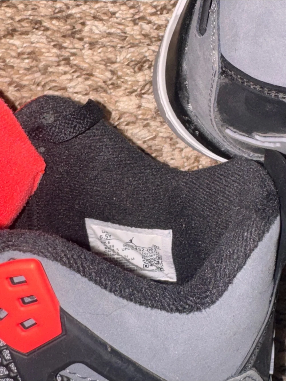 Jordan Retro Sneakers in Grey with Red Accents